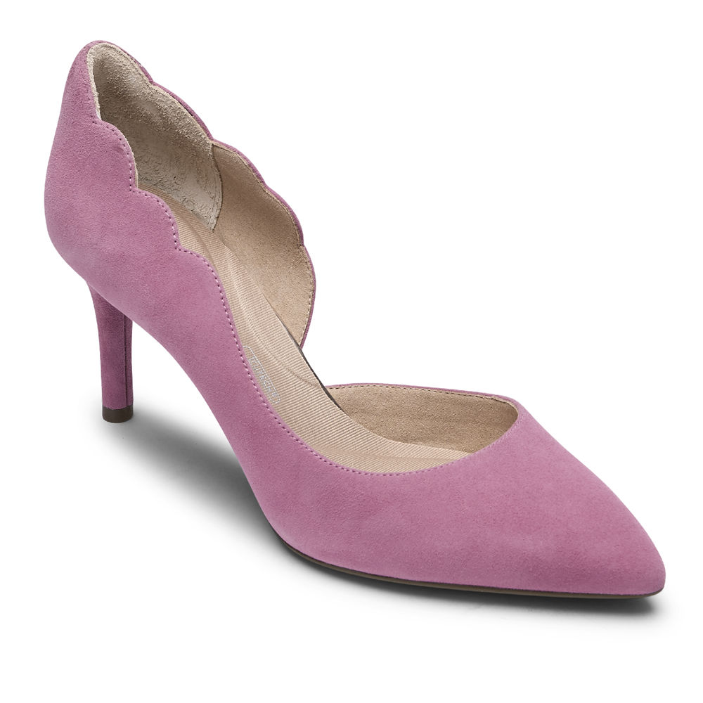 Rockport Klackar Skor Dam Rosa - Total Motion 75Mm Scalloped Dorsay - SPZYH5486